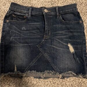 Express Dark Blue Distressed Mini Skirt